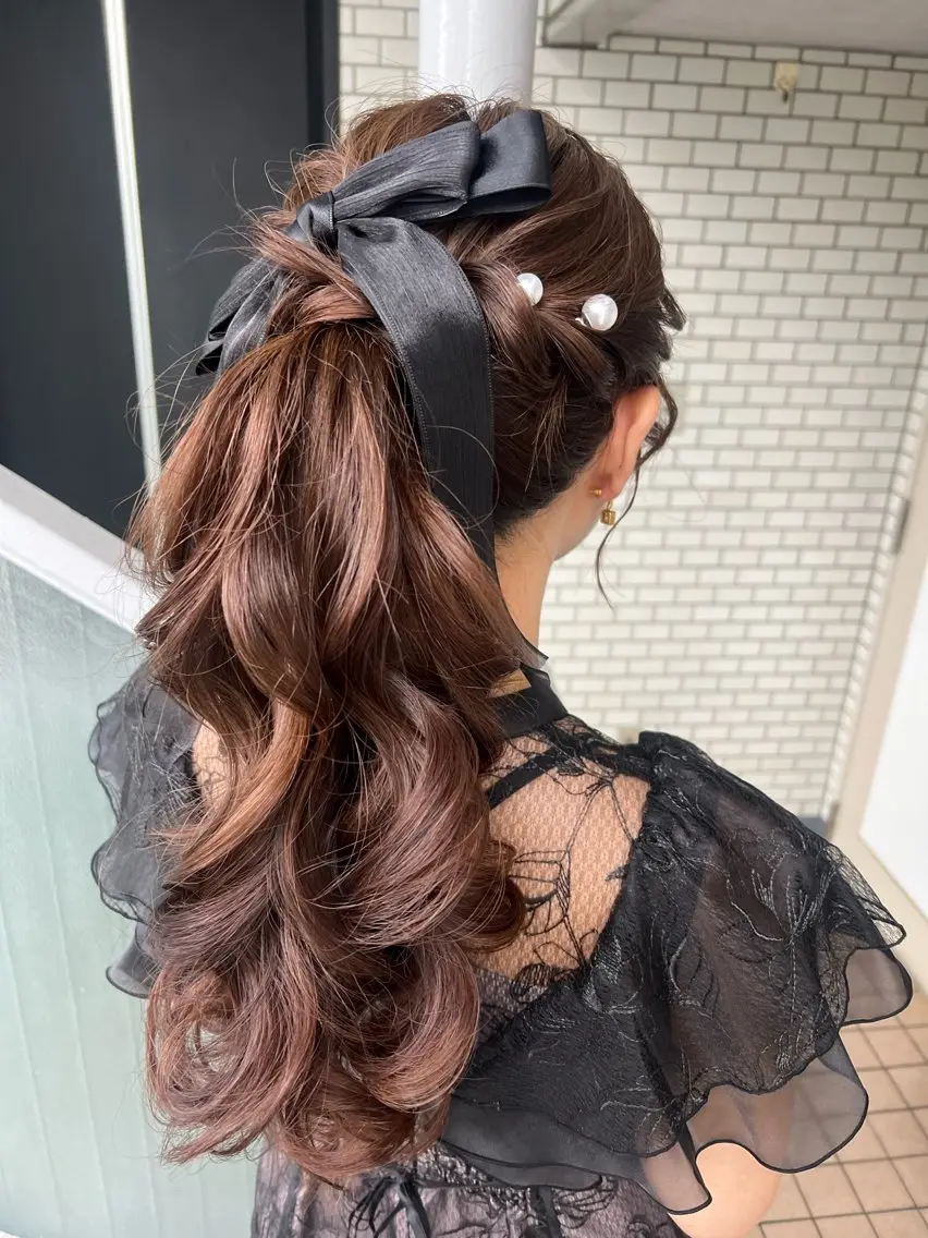 ヘアアレンジ ポニーテール ヘアセット 大人可愛いヘアメイク 💋🧚‍♀️しずかのヘアスタイル