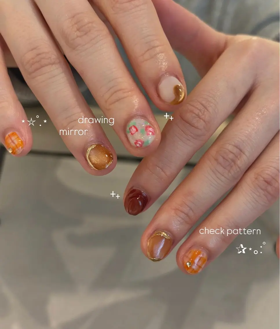 ネイル アートネイル ガーリー 韓国ネイル ニュアンスネイル オレンジ ハンドネイル enurk店 🍋 M I K U  *のその他イメージ