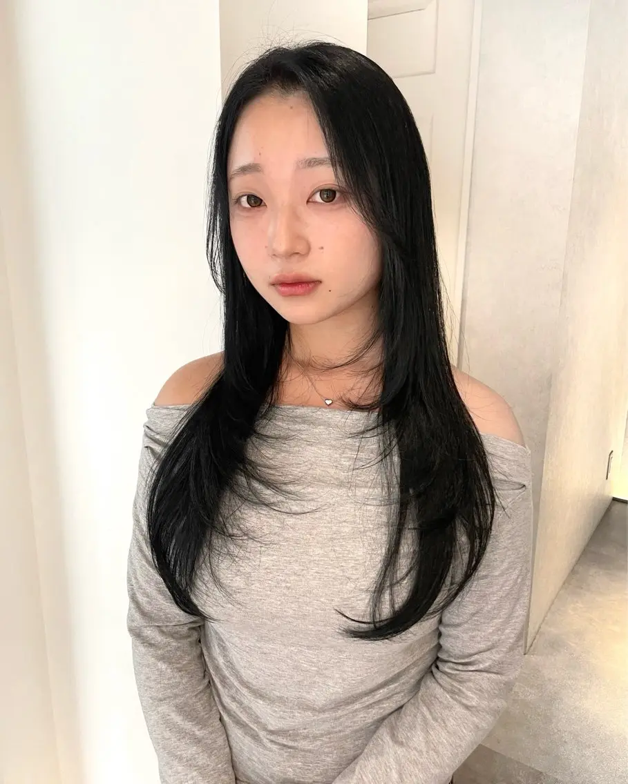 ロング カラー ハイレイヤー 韓国風ヘア レイヤーカット カット レイヤーカット 韓国ヘアayameのヘアスタイル