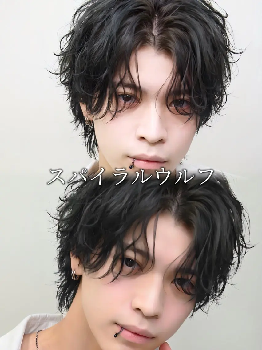 ミディアム パーマ メンズ ミディアムパーマ メンズパーマ メンズウルフカット ウルフカット スパイラルパーマ カット パーマ 磯本 正光のヘアスタイル