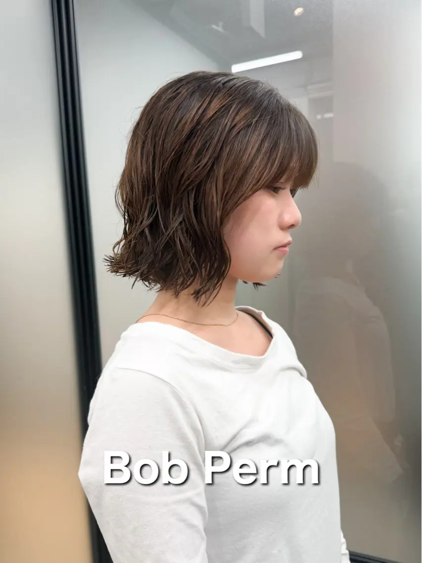 ショート パーマ ボブ 韓国風ヘア ニュアンスパーマ カット パーマ ラフなパーマ 石川雄麻のヘアスタイル