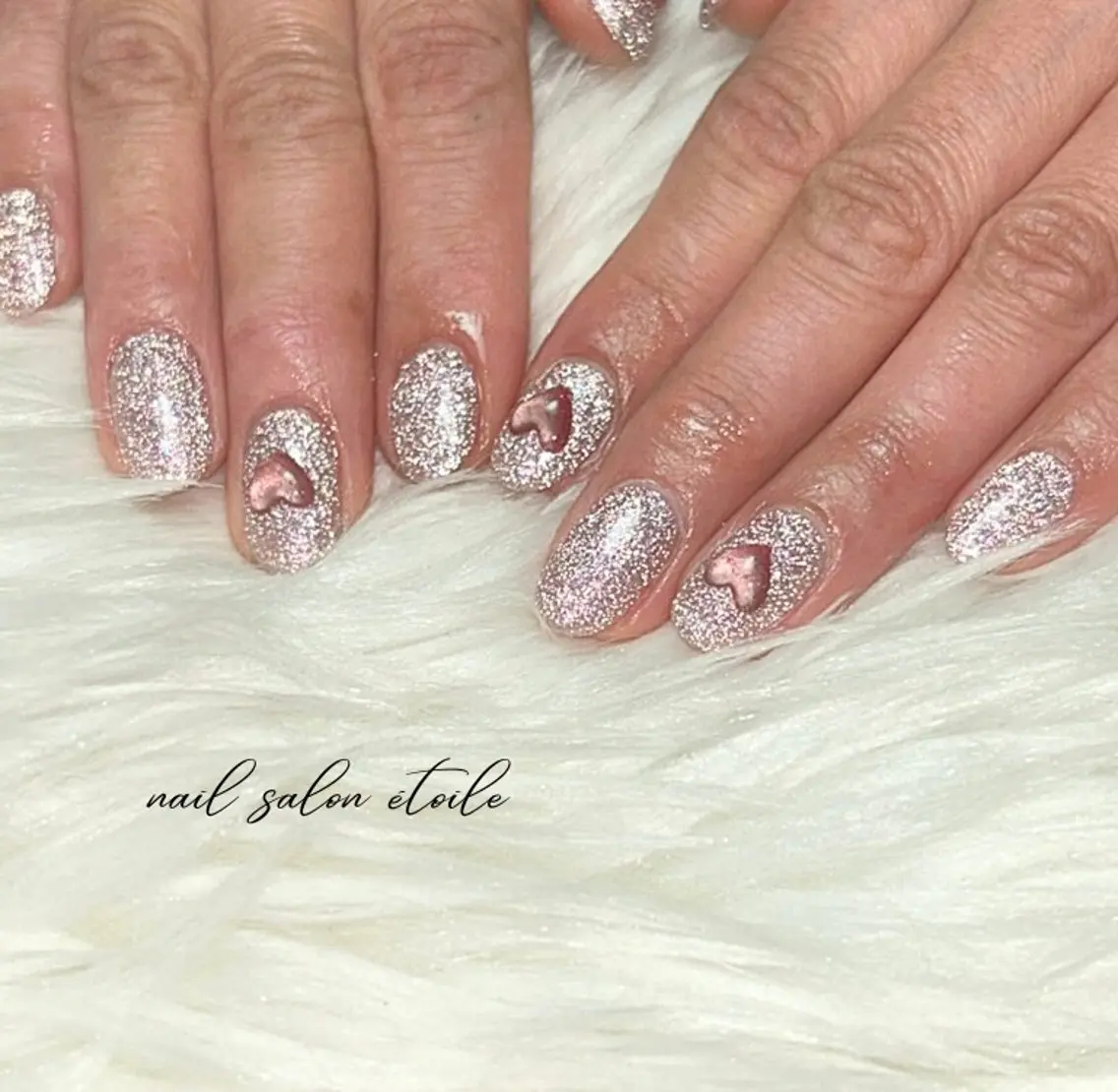 ネイル フラッシュネイル ハート マグネットネイル ぷっくりネイル ハンドネイル nail salon étoileのネイルデザイン