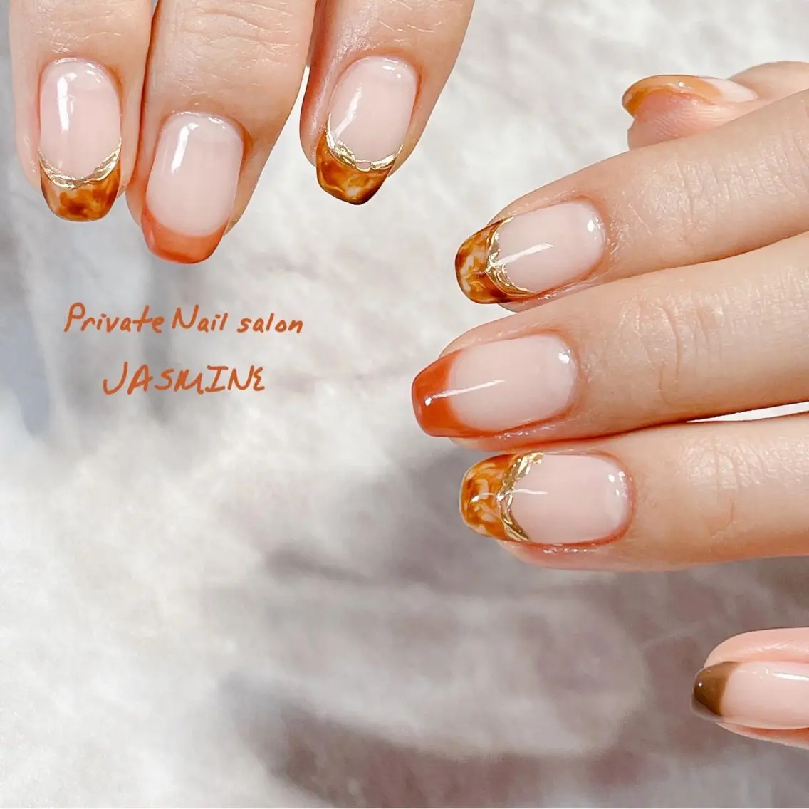 ネイル べっ甲ネイル フレンチネイル ミラーネイル Nail salon JASMINEのネイルデザイン