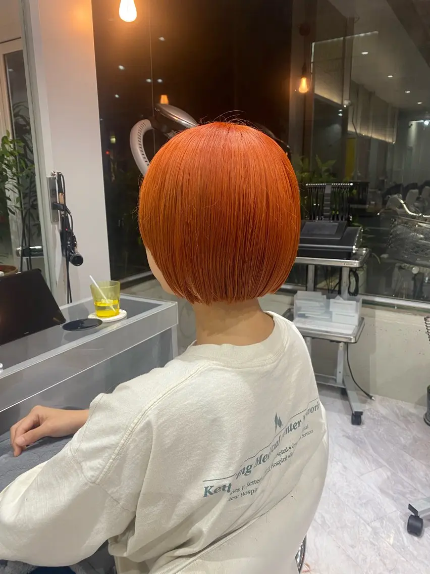 ショート カラー キッズ ベージュカラー ブリーチ ケアブリーチ オレンジ オレンジベージュ カット ヘアカラー トリートメント Riganuts王子 Hayato✂︎のヘアスタイル