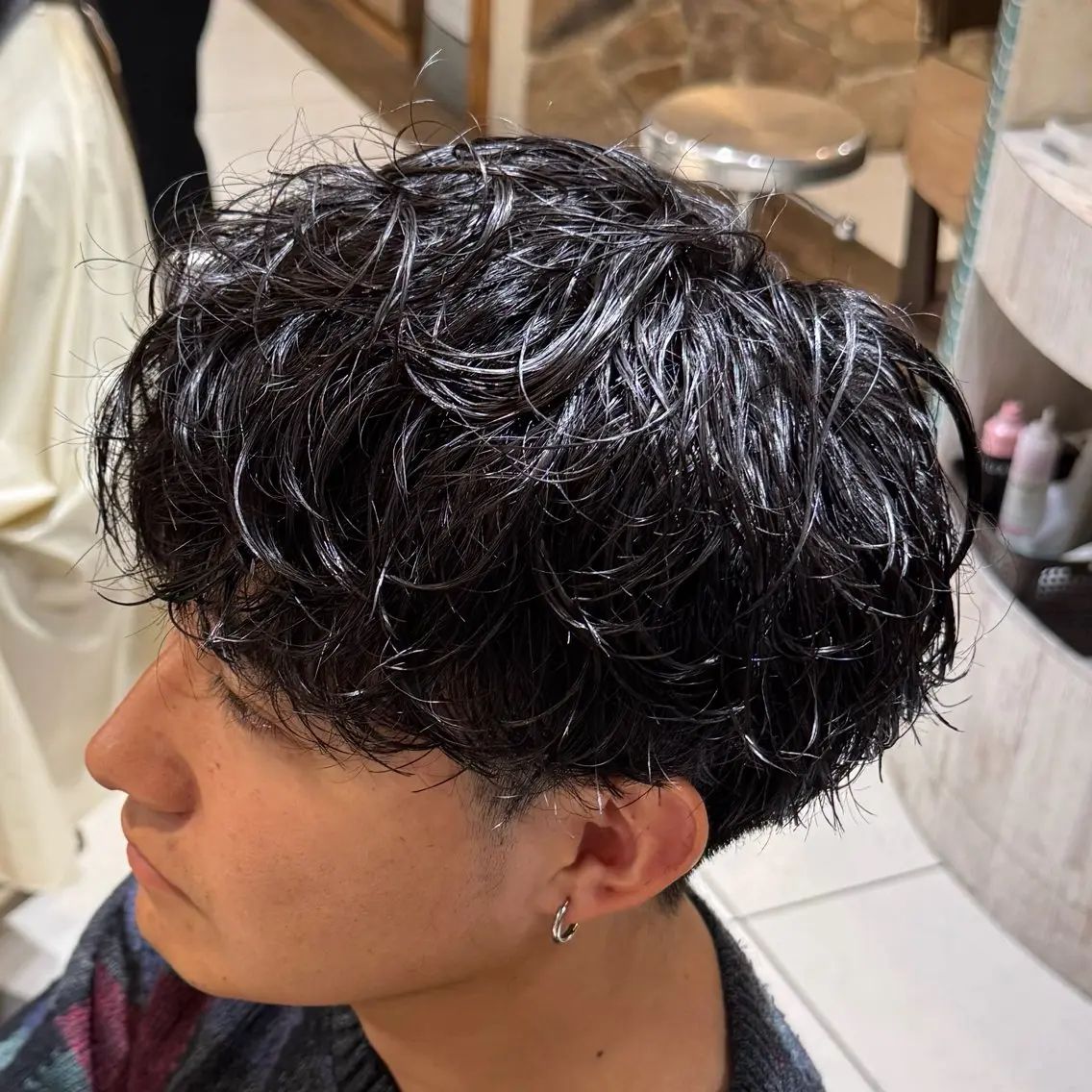ショート カラー パーマ ヘアアレンジ メンズ カット パーマ 新宿のパーマ職人/ メンズパーマ/石見のヘアスタイル