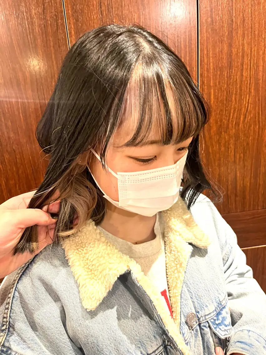 ミディアム カラー ミストバング ベージュカラー  フェイスフレーミング ヘアカラー 春日 涼太のヘアスタイル
