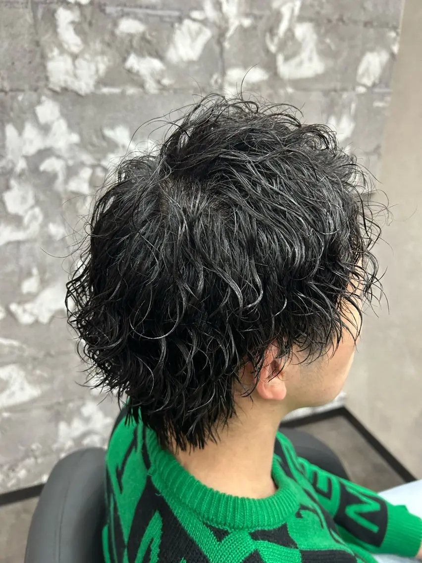 ショート パーマ メンズ メンズパーマ メンズウルフカット ウルフカット カット パーマ Seaツイスト/ ユウガのヘアスタイル