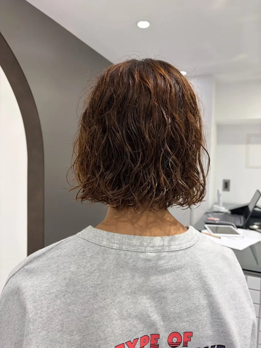 ミディアム パーマ ミディアムパーマ ボブ 🌟似合わせショート No.1🌟ホノのヘアスタイル