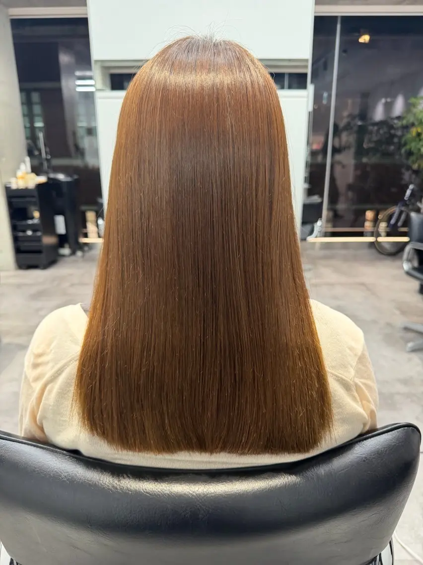 セミロング 縮毛矯正 トリートメント トリートメント やま ゆりのヘアスタイル