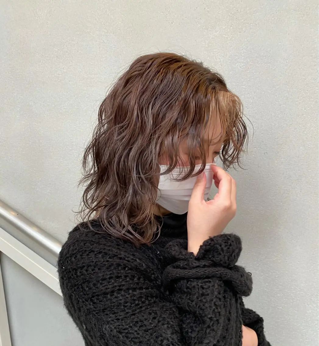 ミディアム カラー ミディアムパーマ インナーカラー ウルフカット 沖縄/ヘアアレンジ /ナカノのヘアスタイル