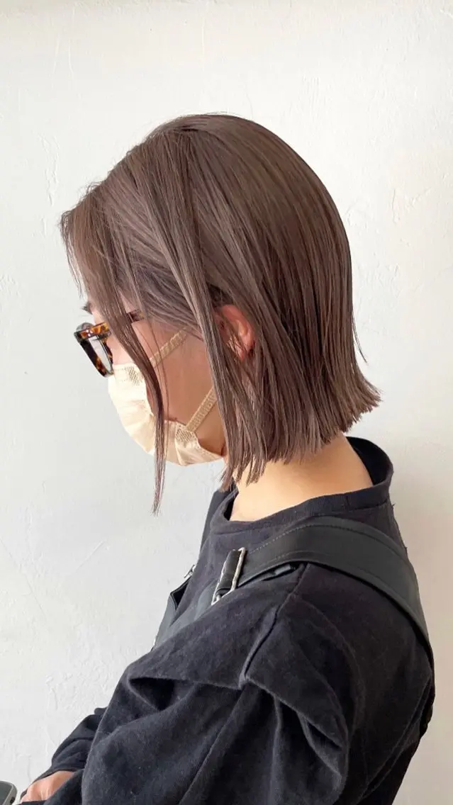 ショート カラー ヘアカラー トリートメント オリーブ/縮毛♡ Natsuno🩰のヘアスタイル