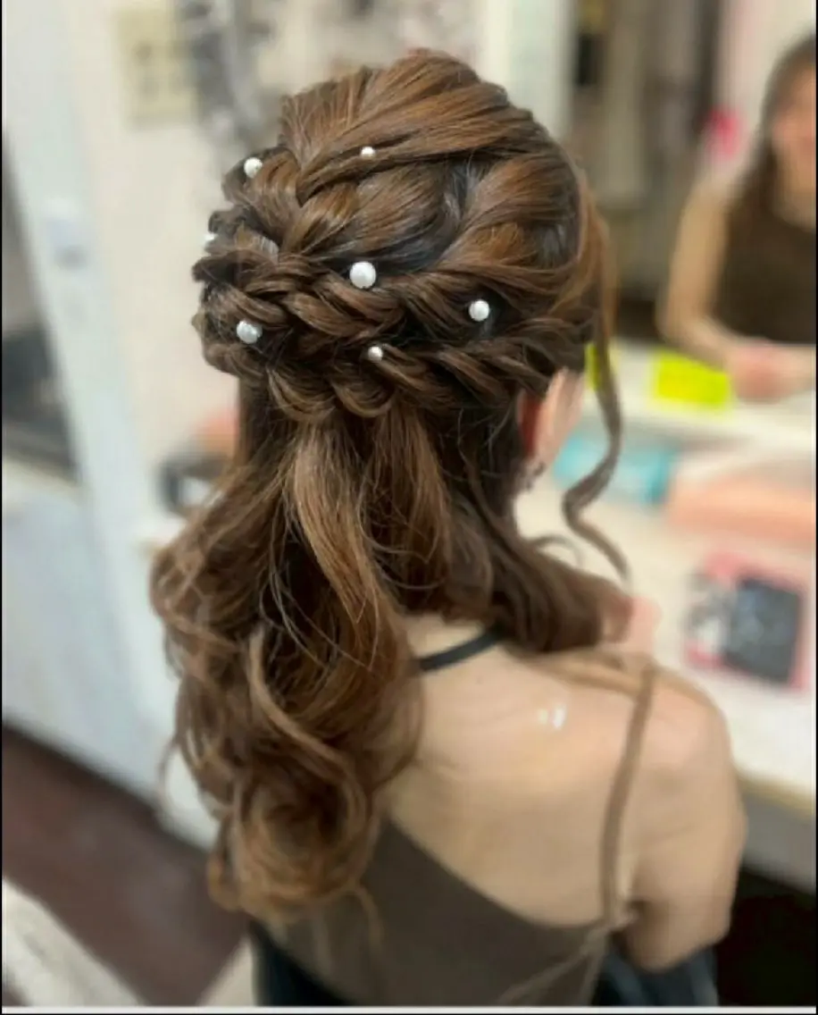 ヘアアレンジ ハーフアップ 心斎橋/セットサロン /ボイボイのヘアスタイル