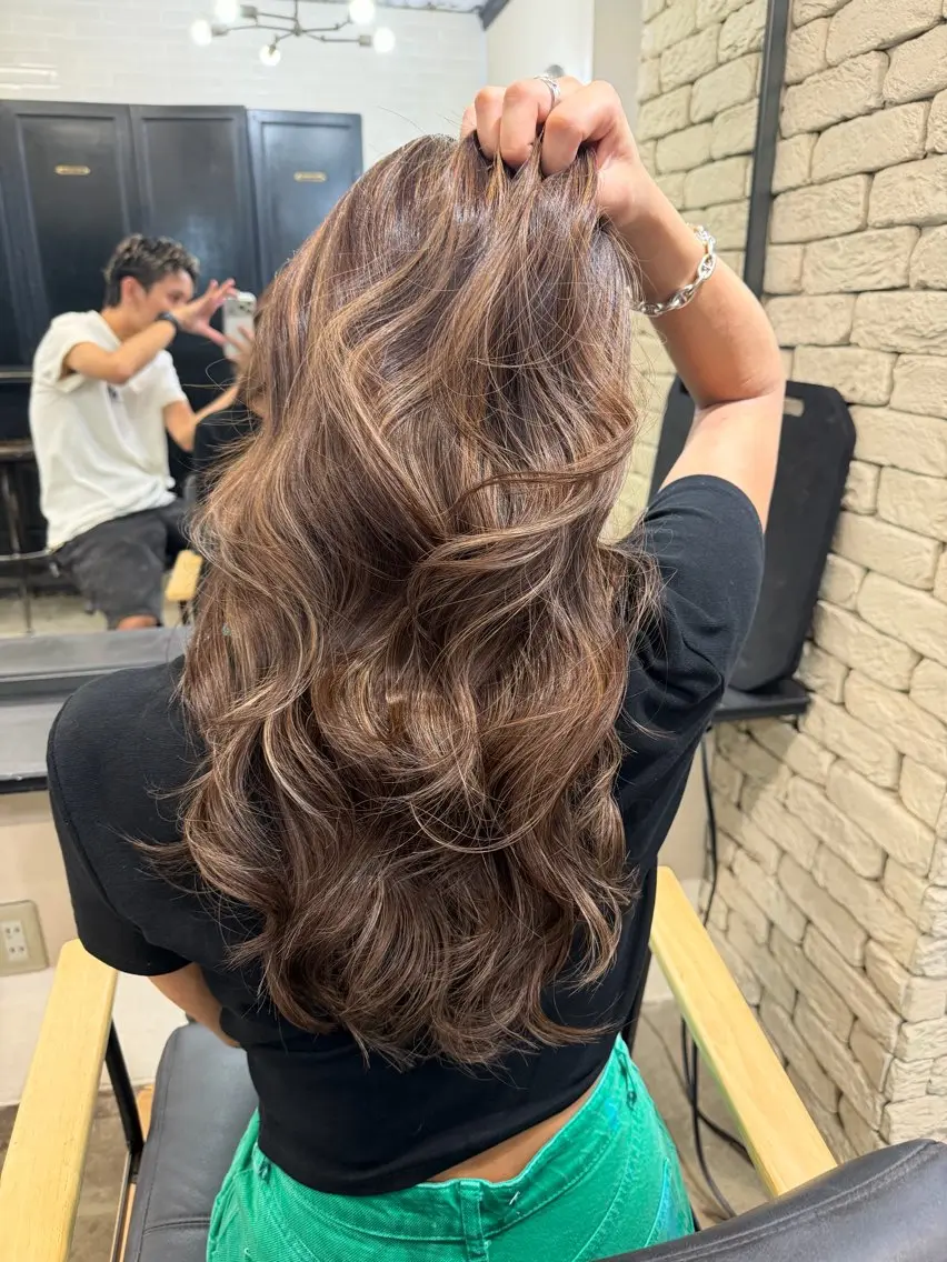 ロング カラー バレイヤージュ ハイライトカラー ハイライト レイヤーカット ヘアカラー 🇺🇸海外レイヤー /カラーGOのヘアスタイル
