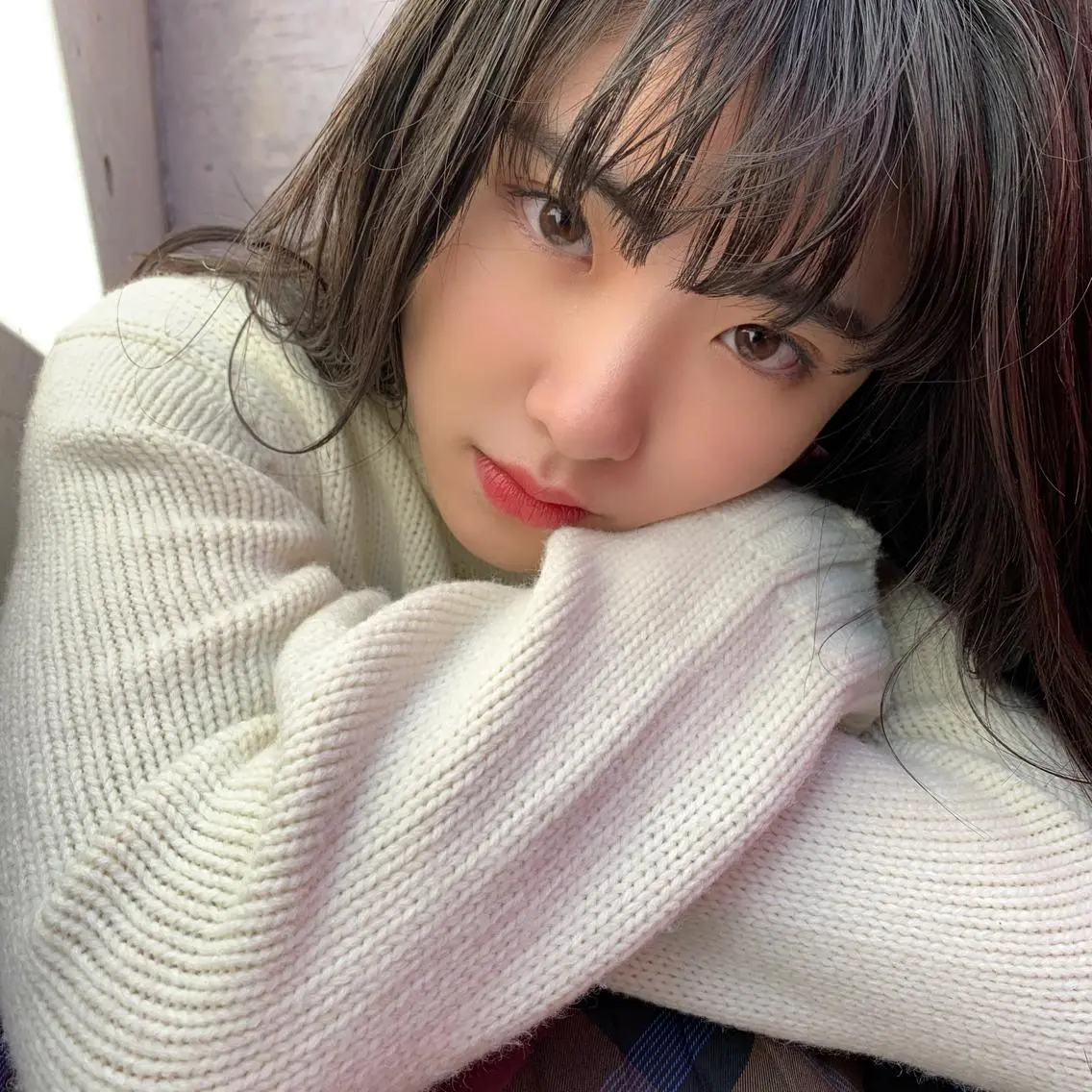 セミロング カラー 黒髪 カット ヘアカラー 薬院:今泉/上川美幸 ボブ/顔周りレイヤーのヘアスタイル