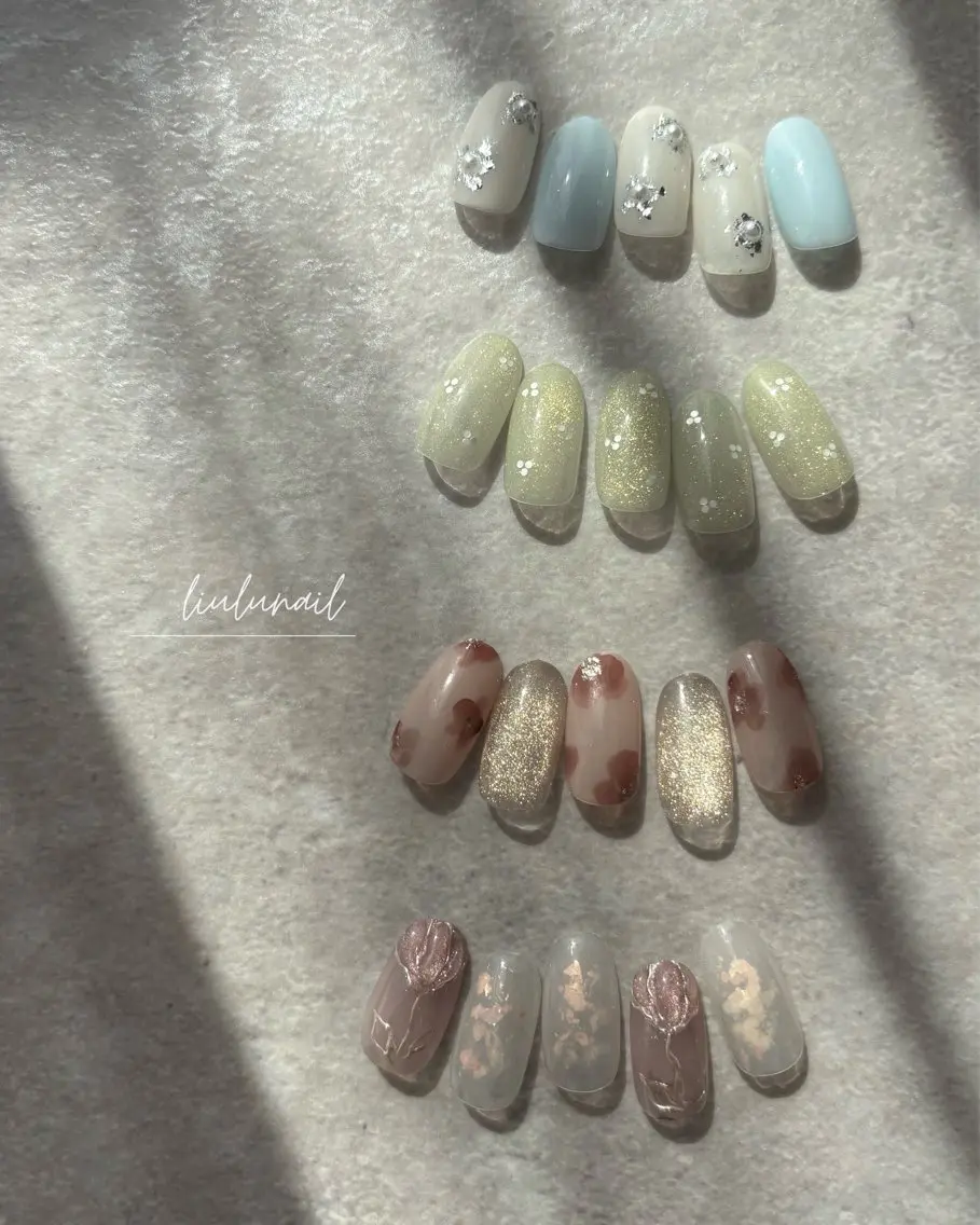 ネイル 入学式 フラワーネイル 卒業式 春ネイル liulu nailのネイルデザイン