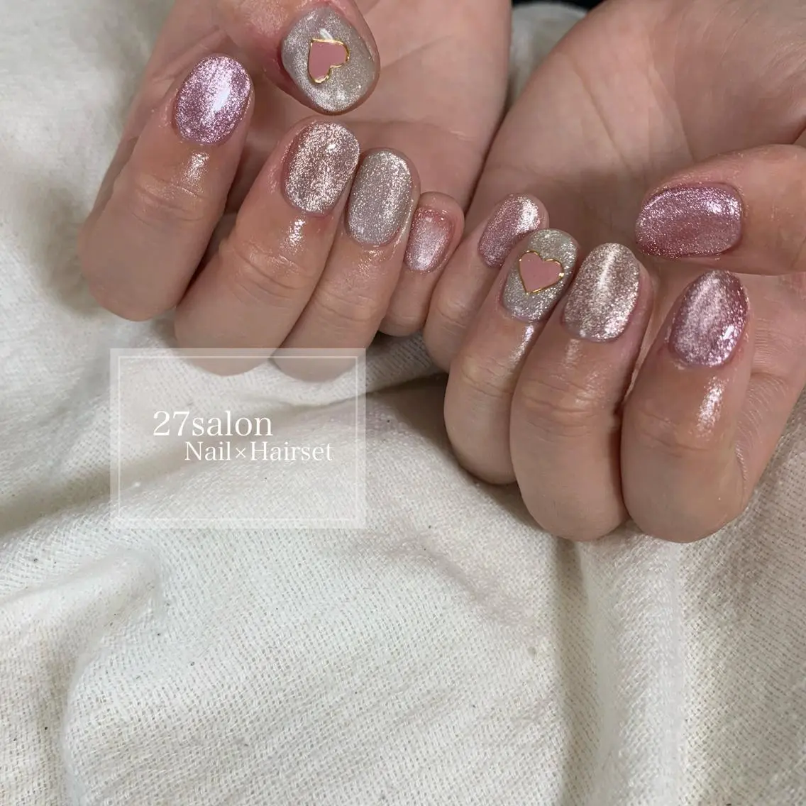 ネイル ハート マグネットネイル バレンタイン 27salon yuinaのネイルデザイン