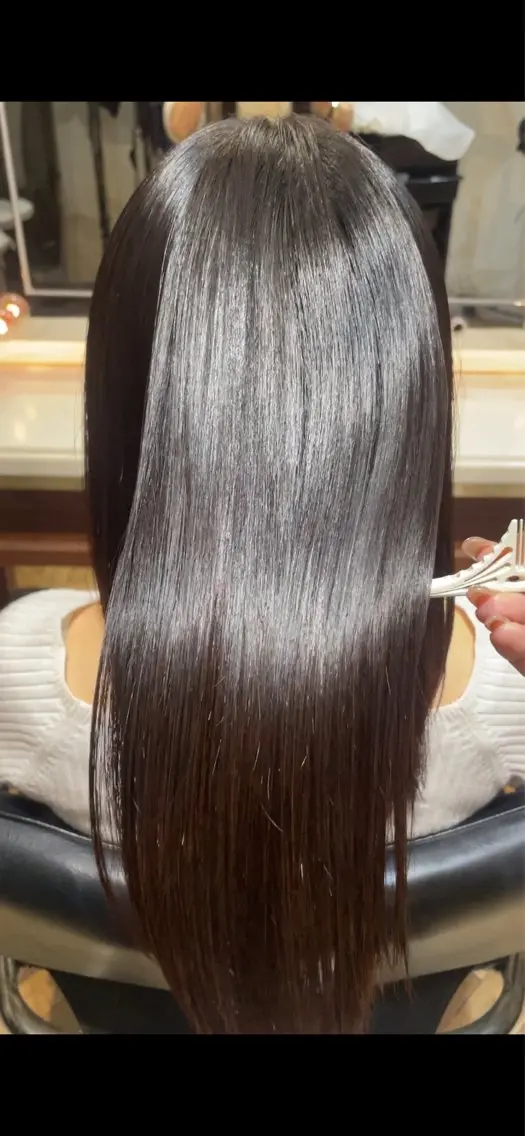 ロング カラー 髪質改善 カット 縮毛矯正 トリートメント ご新規様限定 透明感カラーKANAのヘアスタイル