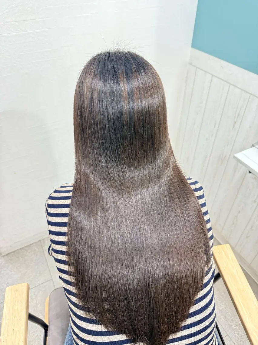 ロング カット 縮毛矯正 あさひ かなのヘアスタイル