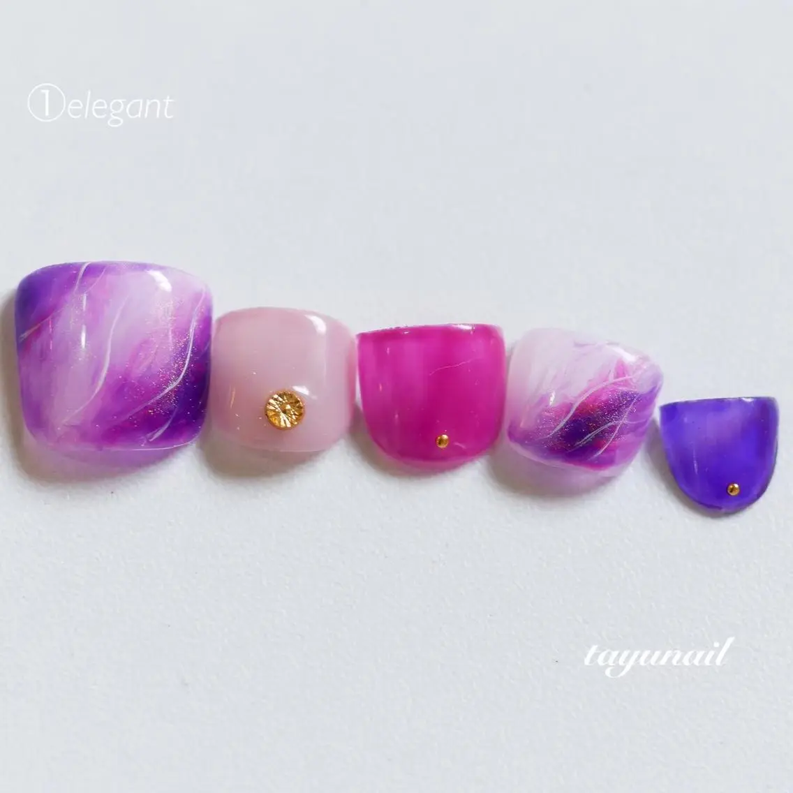 ネイル アートネイル ブルー ブラウン フットネイル ジェルネイル フットネイル ネイルサロン 【たゆnail】のネイルデザイン