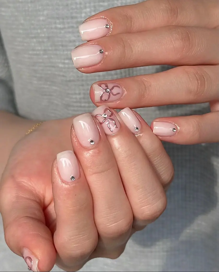 ネイル リボン ハンドネイル ハンドケア 🍑 momo_nailのネイルデザイン