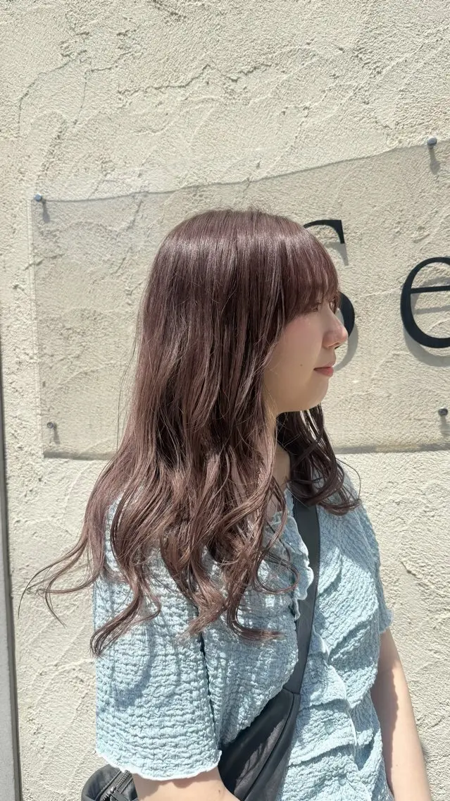 ロング カット ヘアカラー トリートメント 福田花音/ブリーチ なしカラー/顔周りのヘアスタイル