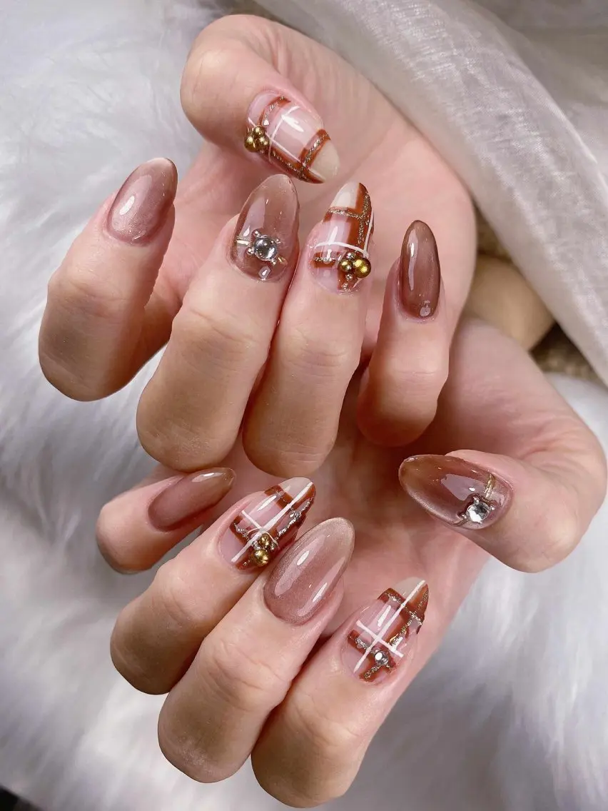ネイル チークネイル 韓国ネイル マグネットネイル オフィスネイル リボン ハンドネイル SHE. Nail Otsukaのネイルデザイン