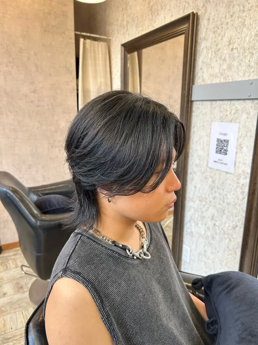 メンズ センターパート メンズウルフカット ウルフカット カット tiel 小山莉々のヘアスタイル