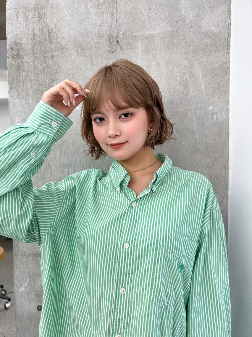 ショート カラー カット ヘアカラー トリートメント ボブ/ベージュ /kazui🐈のヘアスタイル