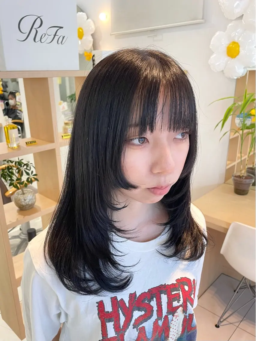 ロング 顔まわりレイヤー 姫カット 韓国風ヘア レイヤーカット ロング 🧸SAKI🎀 韓国レイヤーのヘアスタイル