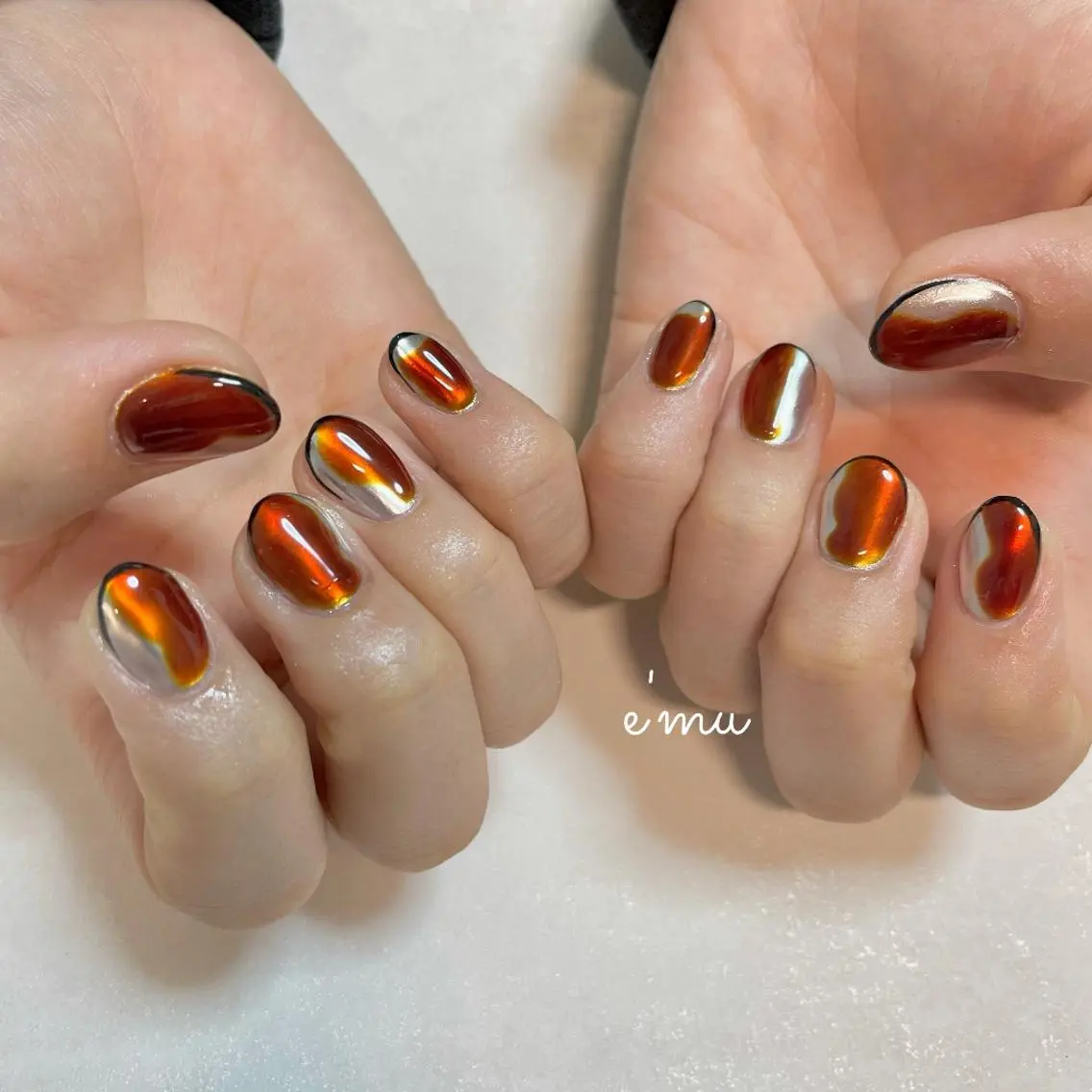 ネイル ミラーネイル ニュアンスネイル ハンドネイル nail salon e'mu💐のネイルデザイン