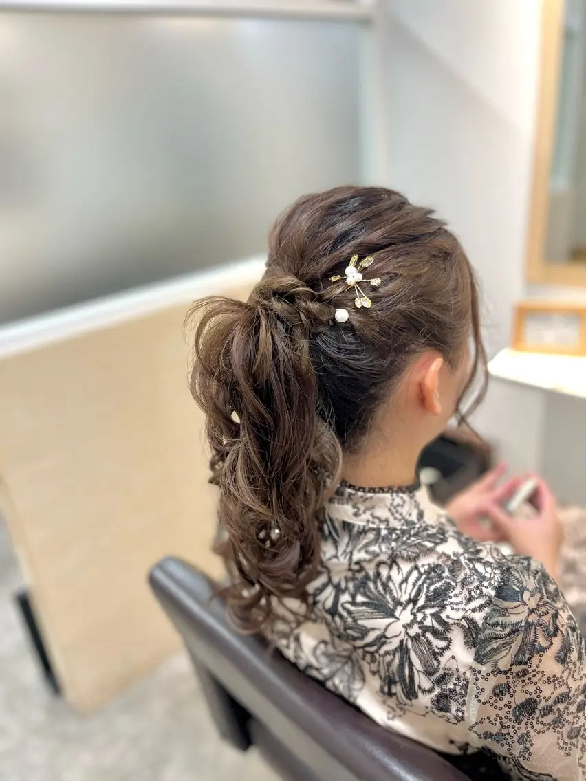 ヘアアレンジ ポニーテール 似合わせヘアメイク 💐オダギリチアキのヘアスタイル