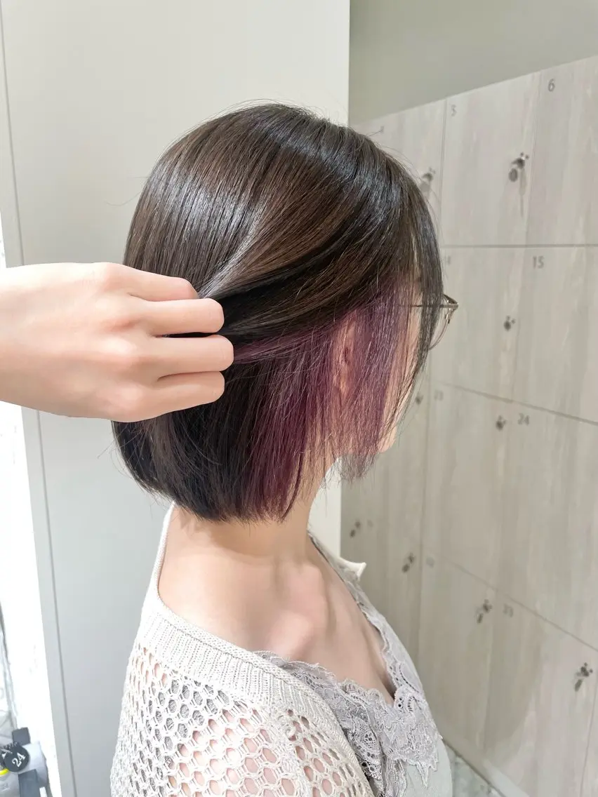 ショート カラー パープルカラー miyu 美髪縮毛矯正𓂃꙳⋆のヘアスタイル