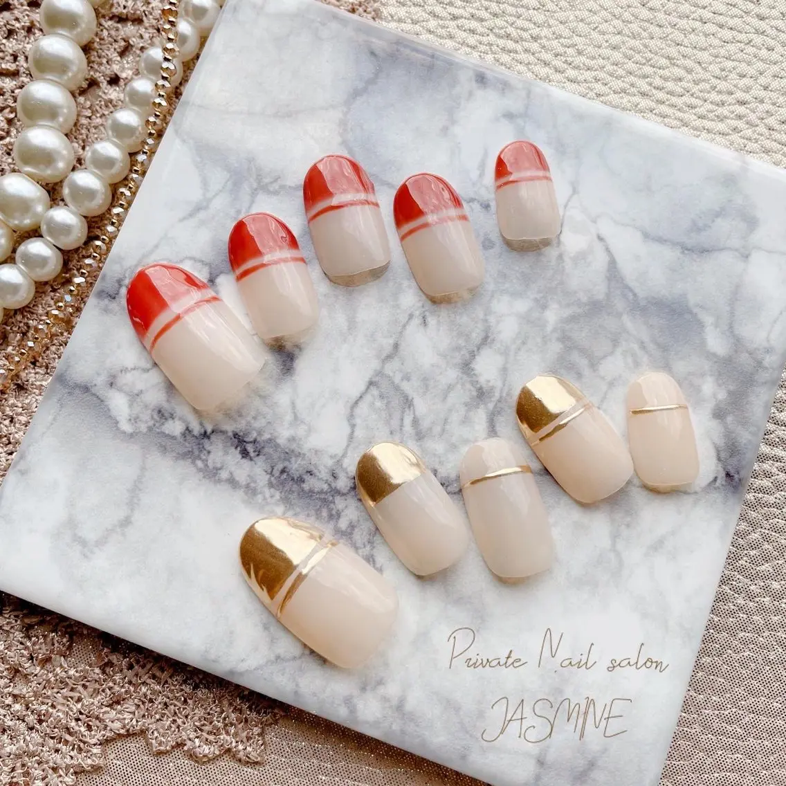 ネイル フレンチネイル ミラーネイル Nail salon JASMINEのネイルデザイン