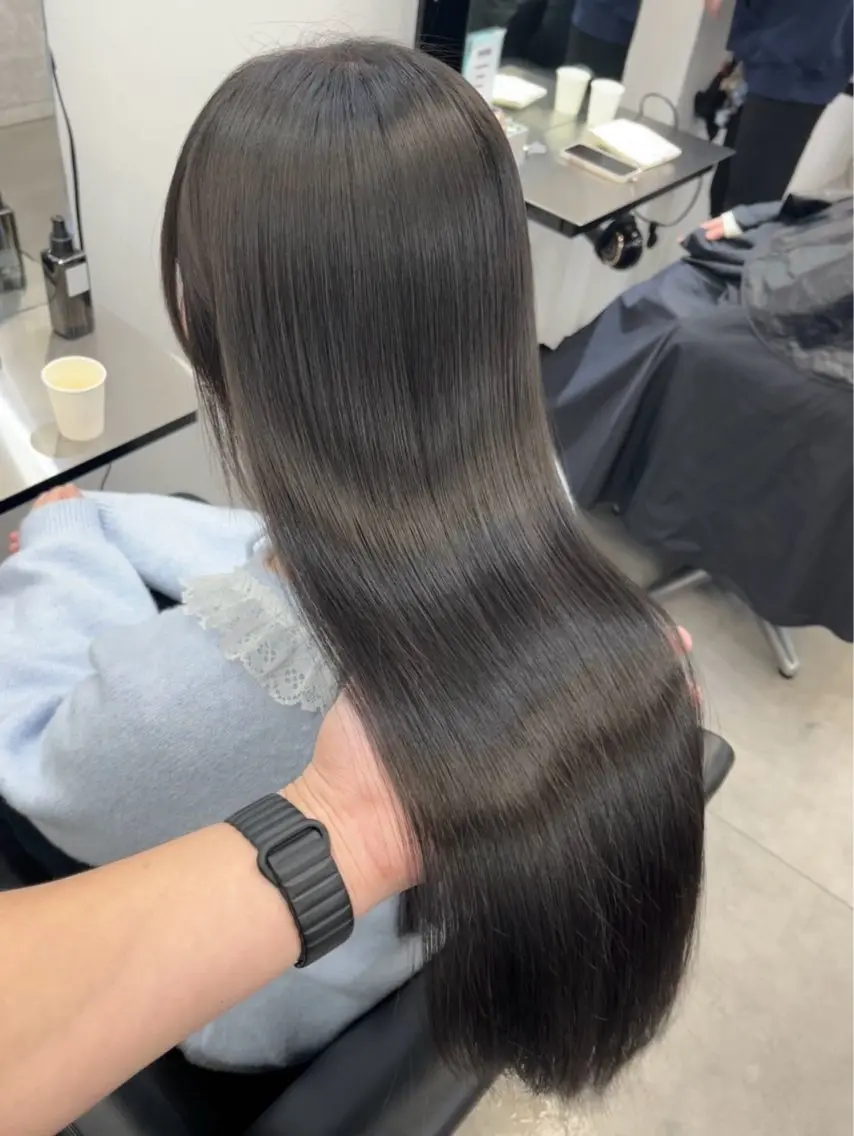 ロング カット ヘアカラー 縮毛矯正 トリートメント 髪質改善/縮毛矯正 梅田茶屋町/西尾祐作のヘアスタイル