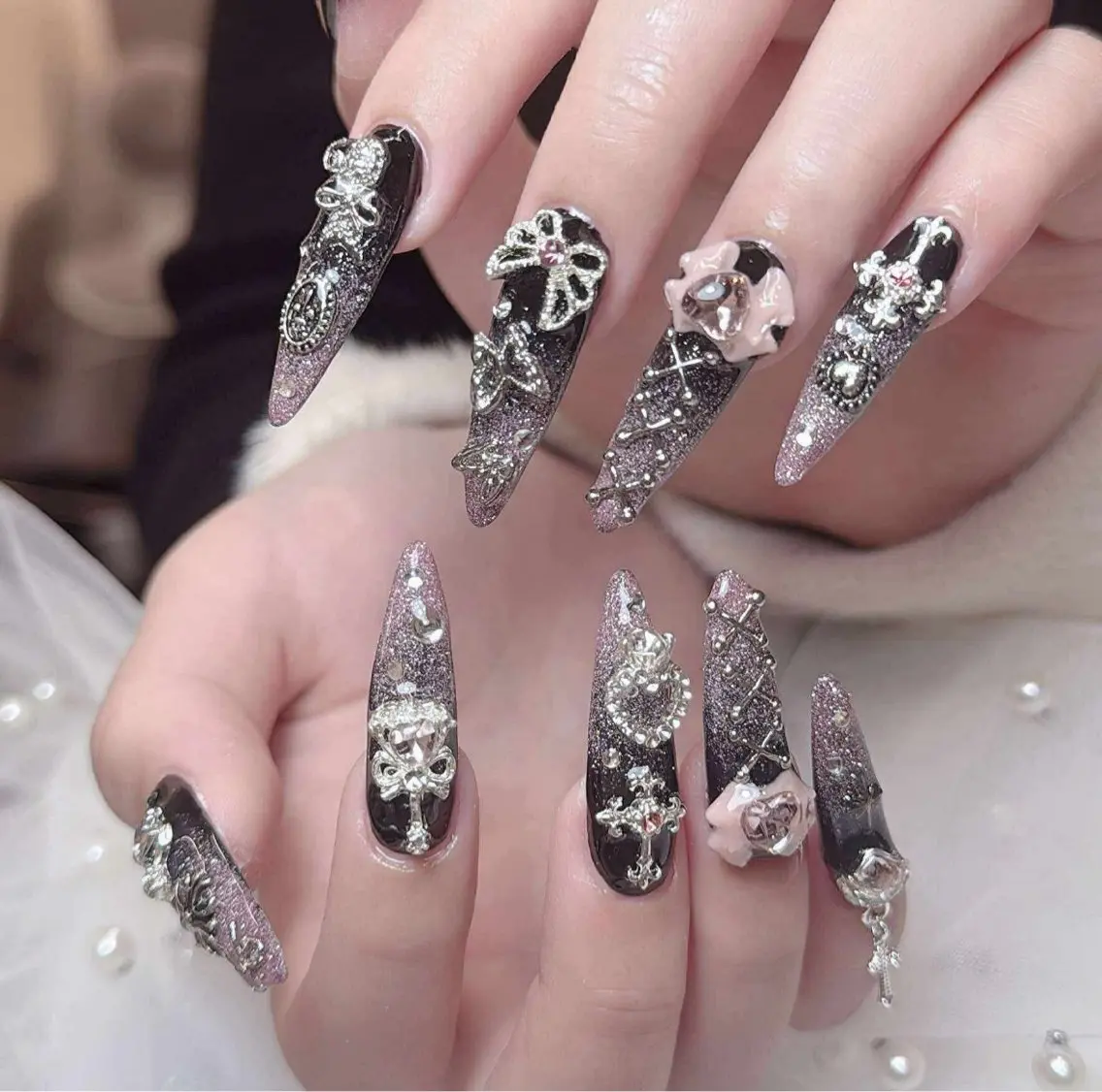 ネイル 桜ネイル 長さ出し フレンチネイル 韓国ネイル マグネットネイル ハンドネイル Kiwami nailsalonのネイルデザイン