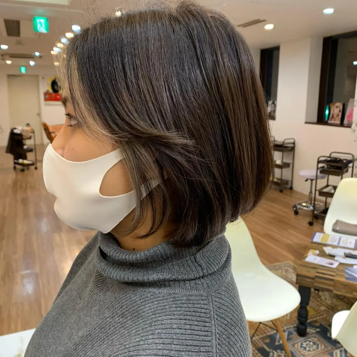 ミディアム カラー ミストバング フェイスフレーミング ボブ 【韓国風くびれヘア】 joule小木曽輝のヘアスタイル