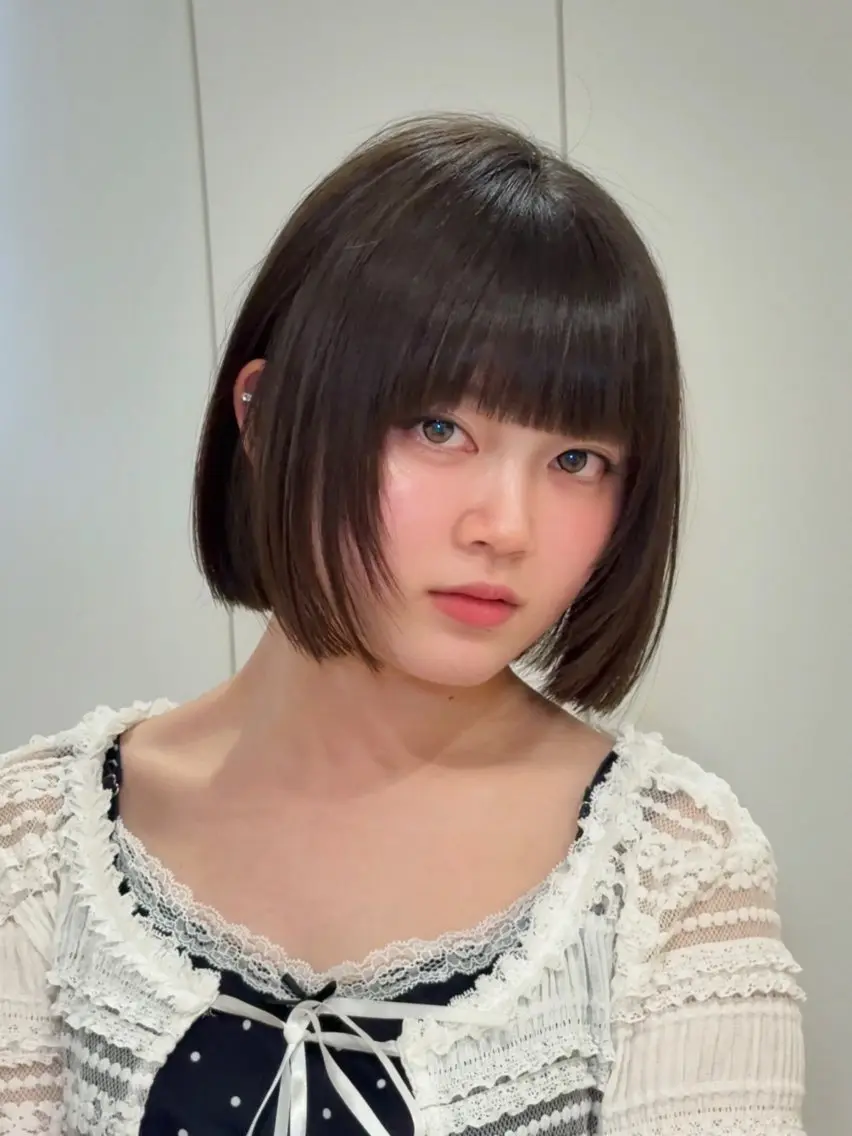 ミディアム カット ヘアカラー トリートメント ヘッドスパ けいし🐬ボブ 美髪縮毛矯正のヘアスタイル