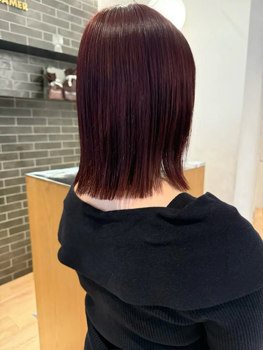 セミロング カット ヘアカラー 須藤　優真 切りっぱなしボブのヘアスタイル