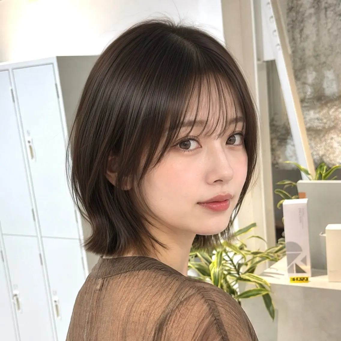 ショート カラー イルミナカラー 顔周りカット 小顔カット カット ヘアカラー レイヤーカット/透 明感カラー/西田祐賀のヘアスタイル