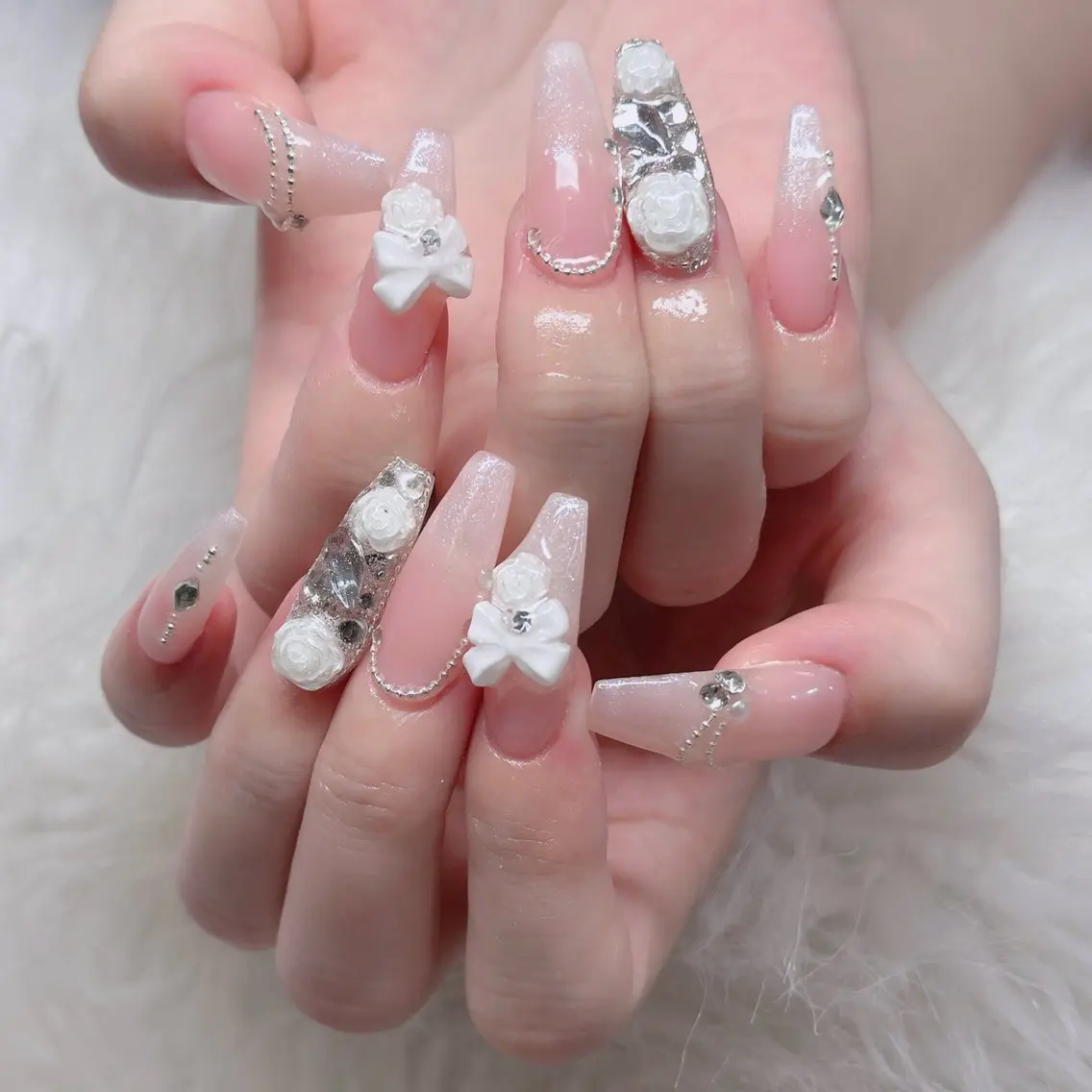 ネイル ロングネイル マグネットネイル リボン 夏ネイル スーパーロングネイル Hani Nail XUKAのネイルデザイン