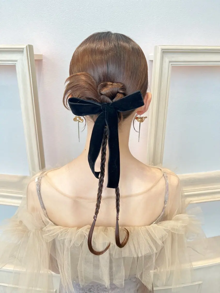 ロング ヘアアレンジ ヘアセット 馴染ませNo.1🧃 エクステ・アレンジのヘアスタイル