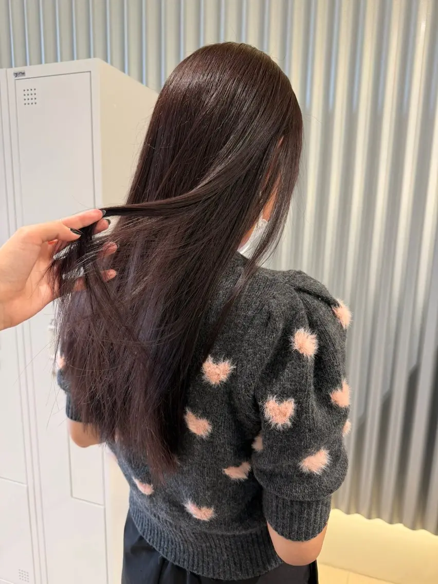 ロング ヘアカラー トリートメント 🍷秋色ボルドー♡ 艶レイヤー🍇モエカのヘアスタイル