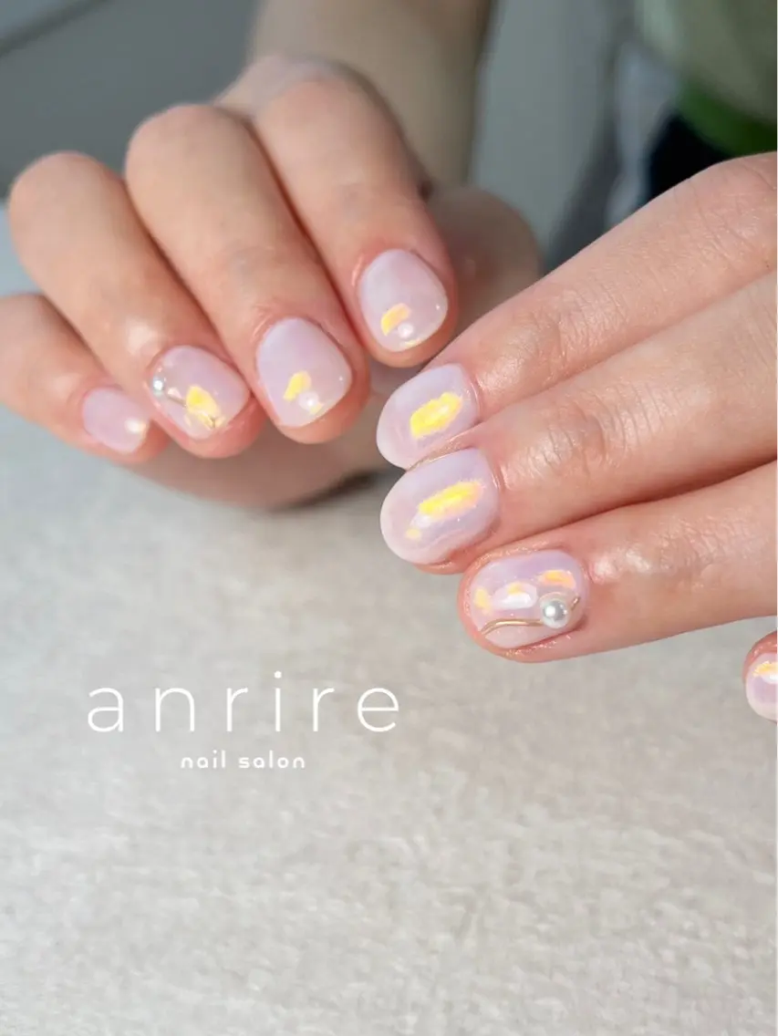 ネイル オーロラネイル ジェルネイル ミラーネイル パラジェル ピンク nailsalon anrireのネイルデザイン