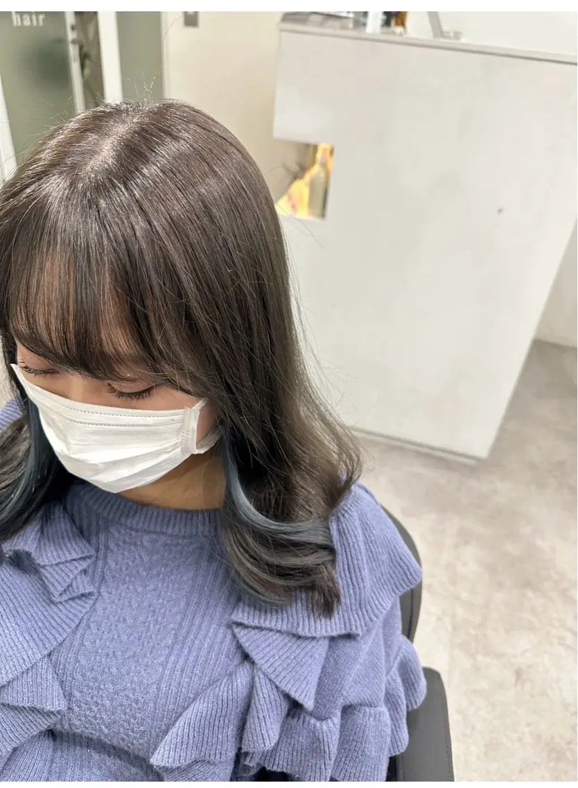 ミディアム カット 縮毛矯正 🫧とぅるん艶髪🫧 透明感カラー×猿渡のヘアスタイル
