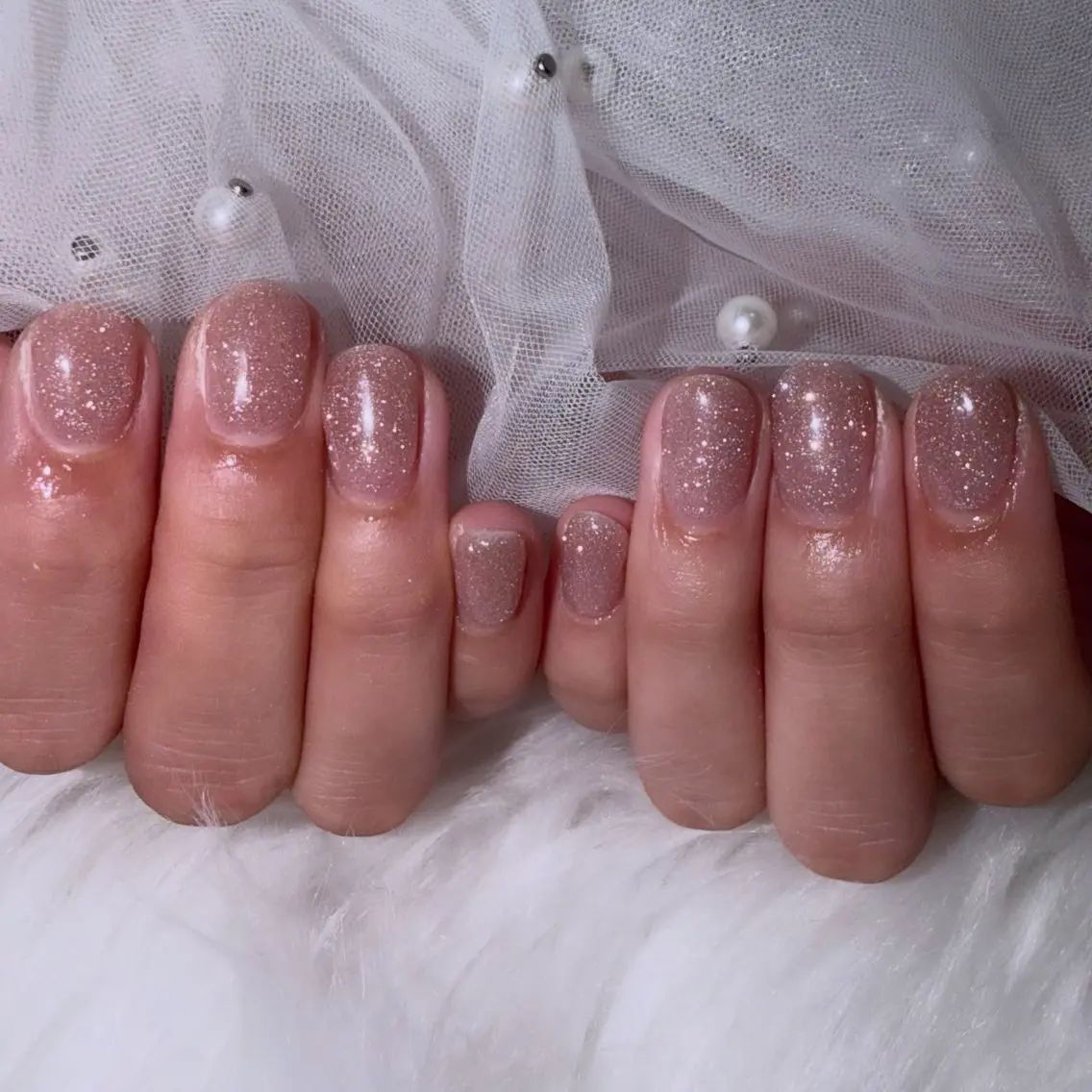 ネイル ラメ(グリッター) ショートネイル ハンドネイル 🌸fein. SAKURA🎀のネイルデザイン