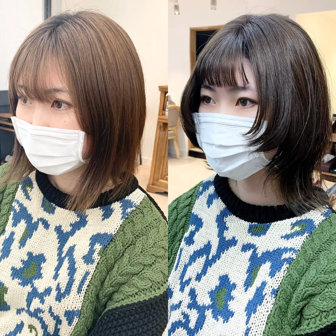 ミディアム パーマ ヘアアレンジ メンズ ネイル マツエク・マツパ アイブロウ カット ヘアカラー 似合せレイヤー／ 柔らか透明感カラーのヘアスタイル
