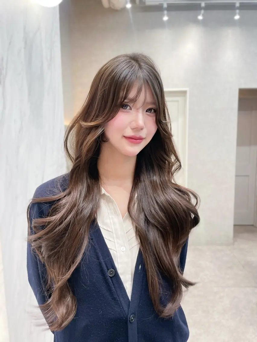 セミロング カット ヘアカラー MOE 福岡韓国ヘア✧︎のヘアスタイル