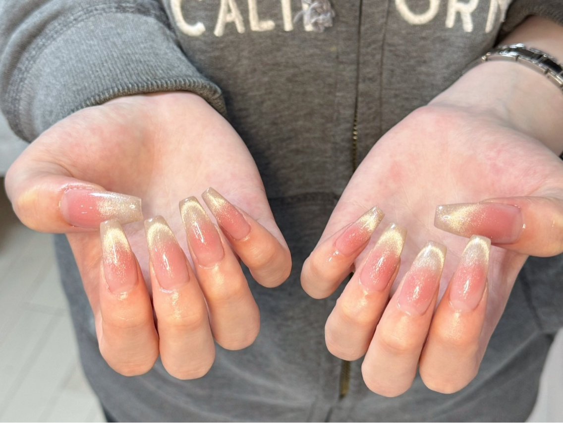 ネイル アートネイル オーロラネイル チークネイル フレンチネイル ガラスフレンチ ハンドネイル 🎀🎀YooLi Nail Salonのネイルデザイン