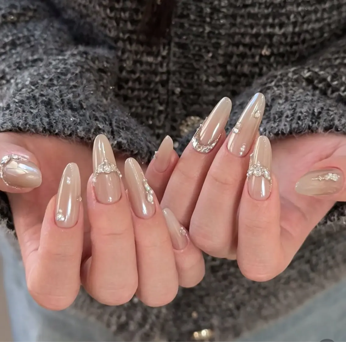 ネイル アートネイル オーロラネイル チークネイル 長さ出し フットネイル ハンドネイル Blossom nail_研修のネイルデザイン