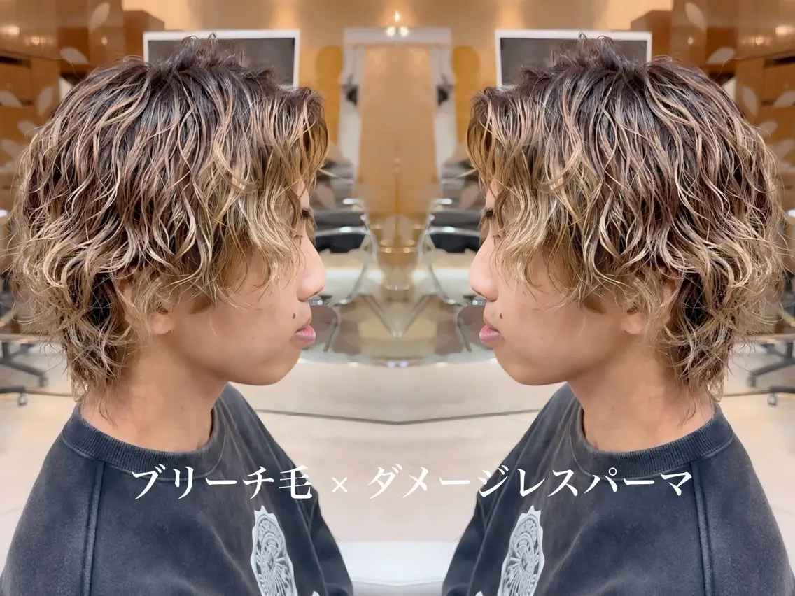 ミディアム パーマ メンズ カット パーマ イーストハムネオ高木 亮人🌿のヘアスタイル